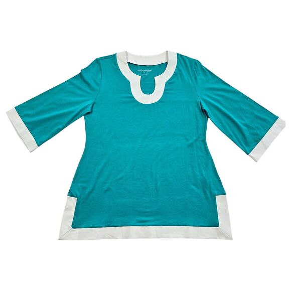 Soft Surroundings Women's Teal Tunic Top Size Petite Medium Excellent Condition - Picture 2 of 11
